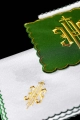 Komplet kielichowy bawełniany z haftowanym motywem IHS w kolorze czerwonym - KK/029/01 - HAF KK/029/01 - Dewocjonalia P.H. Jakóbczak - Katolicki sklep liturgiczny i hurtownia