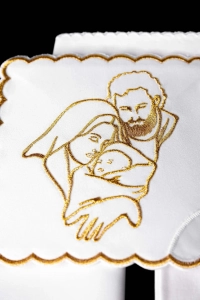 Komplet kielichowy bawełniany z haftowanym motywem kielicha eucharystycznego - KK/120