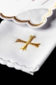 Komplet kielichowy bawełniany z haftowanym motywem kielicha eucharystycznego w kolorze złotym - KK/118 - HAF KK/118 - Dewocjonalia P.H. Jakóbczak - Katolicki sklep liturgiczny i hurtownia