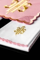 Komplet kielichowy bawełniany z haftowanym motywem IHS w kolorze czerwonym - KK/029/08 - HAF KK/029/08 - Dewocjonalia P.H. Jakóbczak - Katolicki sklep liturgiczny i hurtownia