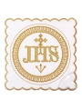 Komplet kielichowy bawełniany z haftowanym motywem IHS w kolorze czerwonym - KK/082 - HAF KK/082 - Dewocjonalia P.H. Jakóbczak - Katolicki sklep liturgiczny i hurtownia