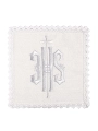 Komplet kielichowy lniany z haftowanym motywem IHS w kolorze czerwonym - KKL/029/C2 - HAF KKL/029/C2 - Dewocjonalia P.H. Jakóbczak - Katolicki sklep liturgiczny i hurtownia