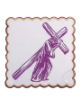 Komplet kielichowy bawełniany z haftowanym motywem kielicha i krzyża w kolorze czerwonym - KK/116 - HAF KK/116 - Dewocjonalia P.H. Jakóbczak - Katolicki sklep liturgiczny i hurtownia