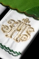 Komplet kielichowy bawełniany z haftowanym motywem IHS w kolorze czerwonym - KK/072/01 - HAF KK/072/01 - Dewocjonalia P.H. Jakóbczak - Katolicki sklep liturgiczny i hurtownia