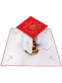Komplet kielichowy bawełniany z haftowanym motywem IHS w kolorze czerwonym - KK/156/02 - HAF KK/156/02 - Dewocjonalia P.H. Jakóbczak - Katolicki sklep liturgiczny i hurtownia