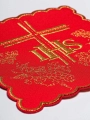 Komplet kielichowy bawełniany z haftowanym motywem IHS w kolorze czerwonym - KK/156/02 - HAF KK/156/02 - Dewocjonalia P.H. Jakóbczak - Katolicki sklep liturgiczny i hurtownia