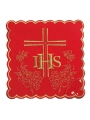 Komplet kielichowy bawełniany z haftowanym motywem IHS w kolorze czerwonym - KK/156/02 - HAF KK/156/02 - Dewocjonalia P.H. Jakóbczak - Katolicki sklep liturgiczny i hurtownia