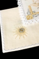 Komplet kielichowy lniany z haftowanym motywem kielicha eucharystycznego w kolorze czerwonym - KKL/163 - HAF KKL/163 - Dewocjonalia P.H. Jakóbczak - Katolicki sklep liturgiczny i hurtownia