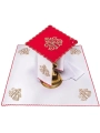 Komplet kielichowy bawełniany z haftowanym motywem IHS w kolorze czerwonym - KK/072/02 - HAF KK/072/02 - Dewocjonalia P.H. Jakóbczak - Katolicki sklep liturgiczny i hurtownia