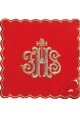 Komplet kielichowy bawełniany z haftowanym motywem IHS w kolorze czerwonym - KK/072/02 - HAF KK/072/02 - Dewocjonalia P.H. Jakóbczak - Katolicki sklep liturgiczny i hurtownia
