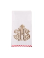 Komplet kielichowy bawełniany z haftowanym motywem IHS w kolorze czerwonym - KK/072/02 - HAF KK/072/02 - Dewocjonalia P.H. Jakóbczak - Katolicki sklep liturgiczny i hurtownia