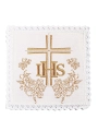 Komplet kielichowy lniany z haftowanym motywem IHS w kolorze czerwonym - KKL/156 - HAF KKL/156 - Dewocjonalia P.H. Jakóbczak - Katolicki sklep liturgiczny i hurtownia