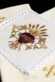 Komplet kielichowy lniany z haftowanym motywem kielicha eucharystycznego w kolorze czerwonym - KKL/167 - HAF KKL/167 - Dewocjonalia P.H. Jakóbczak - Katolicki sklep liturgiczny i hurtownia