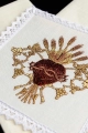 Komplet kielichowy lniany z haftowanym motywem kielicha eucharystycznego w kolorze czerwonym - KKL/167 - HAF KKL/167 - Dewocjonalia P.H. Jakóbczak - Katolicki sklep liturgiczny i hurtownia