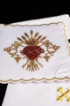 Komplet kielichowy bawełniany z haftowanym motywem kielicha eucharystycznego w kolorze czerwonym - KK/167 - HAF KK/167 - Dewocjonalia P.H. Jakóbczak - Katolicki sklep liturgiczny i hurtownia