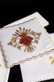 Komplet kielichowy bawełniany z haftowanym motywem kielicha eucharystycznego w kolorze czerwonym - KK/167 - HAF KK/167 - Dewocjonalia P.H. Jakóbczak - Katolicki sklep liturgiczny i hurtownia