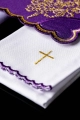 Komplet kielichowy bawełniany z haftowanym motywem IHS w kolorze czerwonym - KK/156/03 - HAF KK/156/03 - Dewocjonalia P.H. Jakóbczak - Katolicki sklep liturgiczny i hurtownia