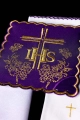 Komplet kielichowy bawełniany z haftowanym motywem IHS w kolorze czerwonym - KK/156/03 - HAF KK/156/03 - Dewocjonalia P.H. Jakóbczak - Katolicki sklep liturgiczny i hurtownia