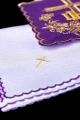 Komplet kielichowy bawełniany z haftowanym motywem IHS w kolorze czerwonym - KK/156/03 - HAF KK/156/03 - Dewocjonalia P.H. Jakóbczak - Katolicki sklep liturgiczny i hurtownia