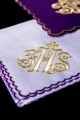 Komplet kielichowy bawełniany z haftowanym motywem IHS w kolorze czerwonym - KK/072/03 - HAF KK/072/03 - Dewocjonalia P.H. Jakóbczak - Katolicki sklep liturgiczny i hurtownia