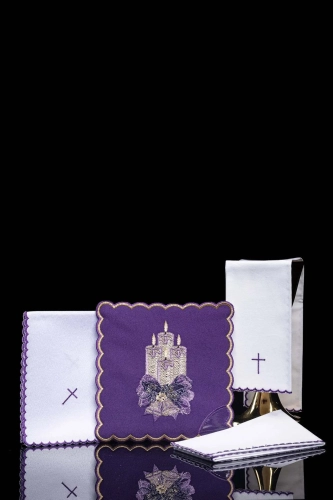 Komplet kielichowy bawełniany z haftowanym motywem kielicha eucharystycznego w kolorze czerwonym - KK/169 - HAF KK/169 - Dewocjonalia P.H. Jakóbczak - Katolicki sklep liturgiczny i hurtownia