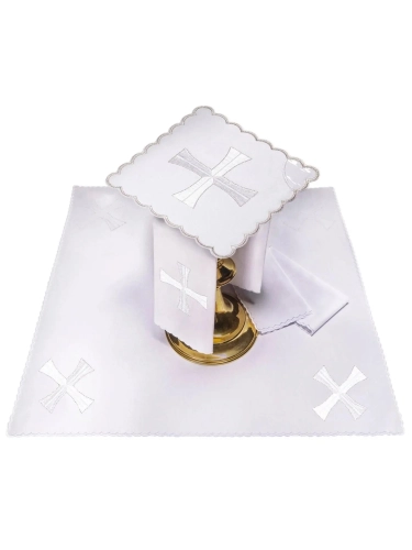 Komplet kielichowy bawełniany z haftowanym motywem liturgicznym w kolorze czerwonym - KK/010 - HAF KK/010 - Dewocjonalia P.H. Jakóbczak - Katolicki sklep liturgiczny i hurtownia