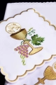 Komplet kielichowy bawełniany z haftowanym motywem kielicha eucharystycznego w kolorze czerwonym - KK/058 - HAF KK/058 - Dewocjonalia P.H. Jakóbczak - Katolicki sklep liturgiczny i hurtownia