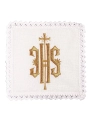 Komplet kielichowy lniany z haftowanym motywem IHS w kolorze czerwonym - KKL/029/C1 - HAF KKL/029/C1 - Dewocjonalia P.H. Jakóbczak - Katolicki sklep liturgiczny i hurtownia