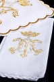 Komplet kielichowy bawełniany z haftowanym motywem maryjnym w kolorze złotym - KK/020 - HAF KK/020 - Dewocjonalia P.H. Jakóbczak - Katolicki sklep liturgiczny i hurtownia