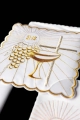 Komplet kielichowy bawełniany z haftowanym motywem kielicha i krzyża w kolorze złotym - KK/091 - HAF KK/091 - Dewocjonalia P.H. Jakóbczak - Katolicki sklep liturgiczny i hurtownia