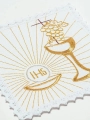 Komplet kielichowy lniany z haftowanym motywem kielicha eucharystycznego w kolorze czerwonym - KKL/089 - HAF KKL/089 - Dewocjonalia P.H. Jakóbczak - Katolicki sklep liturgiczny i hurtownia