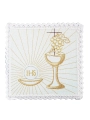 Komplet kielichowy lniany z haftowanym motywem kielicha eucharystycznego w kolorze czerwonym - KKL/089 - HAF KKL/089 - Dewocjonalia P.H. Jakóbczak - Katolicki sklep liturgiczny i hurtownia