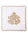 Komplet kielichowy bawełniany z haftowanym motywem IHS w kolorze czerwonym - KK/072/04 - HAF KK/072/04 - Dewocjonalia P.H. Jakóbczak - Katolicki sklep liturgiczny i hurtownia