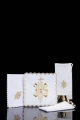 Komplet kielichowy bawełniany z haftowanym motywem IHS w kolorze czerwonym - KK/029/04 - HAF KK/029/04 - Dewocjonalia P.H. Jakóbczak - Katolicki sklep liturgiczny i hurtownia
