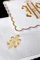 Komplet kielichowy bawełniany z haftowanym motywem IHS w kolorze czerwonym - KK/029/04 - HAF KK/029/04 - Dewocjonalia P.H. Jakóbczak - Katolicki sklep liturgiczny i hurtownia