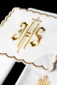 Komplet kielichowy bawełniany z haftowanym motywem IHS w kolorze czerwonym - KK/029/04 - HAF KK/029/04 - Dewocjonalia P.H. Jakóbczak - Katolicki sklep liturgiczny i hurtownia