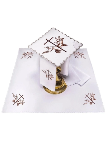 Komplet kielichowy bawełniany z haftowanym motywem kielicha eucharystycznego - KK/022 - HAF KK/022 - Dewocjonalia P.H. Jakóbczak - Katolicki sklep liturgiczny i hurtownia