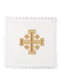 Komplet kielichowy lniany z haftowanym motywem Krzyża Jerozolimskiego - KKL/030/C1 - HAF KKL/030/C1 - Dewocjonalia P.H. Jakóbczak - Katolicki sklep liturgiczny i hurtownia