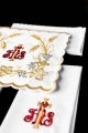Komplet kielichowy bawełniany z haftowanym motywem IHS - KK/040 - HAF KK/040 - Dewocjonalia P.H. Jakóbczak - Katolicki sklep liturgiczny i hurtownia