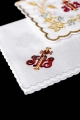 Komplet kielichowy bawełniany z haftowanym motywem IHS - KK/040 - HAF KK/040 - Dewocjonalia P.H. Jakóbczak - Katolicki sklep liturgiczny i hurtownia