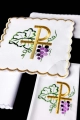 Komplet kielichowy bawełniany z haftowanym motywem IHS i winorośli - KK/002 - HAF KK/002 - Dewocjonalia P.H. Jakóbczak - Katolicki sklep liturgiczny i hurtownia