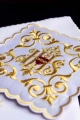 Komplet kielichowy bawełniany z haftowanym motywem IHS - KK/146 - HAF KK/146 - Dewocjonalia P.H. Jakóbczak - Katolicki sklep liturgiczny i hurtownia