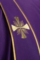 Dalmatyka liturgiczna fioletowa z ozdobnymi pasami i haftem złotego krzyża - KDL/285/03/53/B - HAF KDL/285/03/53/B - Dewocjonalia P.H. Jakóbczak - Katolicki sklep liturgiczny i hurtownia