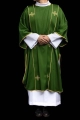 Dalmatyka liturgiczna zielona z ozdobnymi pasami i haftem złotego krzyża - KDL/285/01/53/B - HAF KDL/285/01/53/B - Dewocjonalia P.H. Jakóbczak - Katolicki sklep liturgiczny i hurtownia