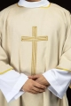 Dalmatyka liturgiczna ecru z haftem złotego krzyża - KDL/393/05/70/D - HAF KDL/393/05/70/D - Dewocjonalia P.H. Jakóbczak - Katolicki sklep liturgiczny i hurtownia