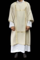Dalmatyka liturgiczna ecru ze złotymi pasami żakardowymi - KDL/395/05/70/B - HAF KDL/395/05/70/B - Dewocjonalia P.H. Jakóbczak - Katolicki sklep liturgiczny i hurtownia