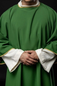 Dalmatyka liturgiczna zielona ze złotą lamówką - KDL/1002/01/12