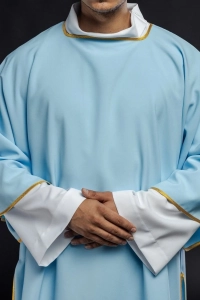 Dalmatyka liturgiczna niebieska ze złotą lamówką - KDL/1002/06/12
