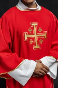 Dalmatyka liturgiczna czerwona z haftem złotych krzyży - KDL/022/02/12/D