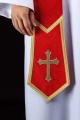 Stuła kapłańska czerwona z haftem krzyża - KST/639/02/11 - HAF KST/639/02/11 - Dewocjonalia P.H. Jakóbczak - Katolicki sklep liturgiczny i hurtownia